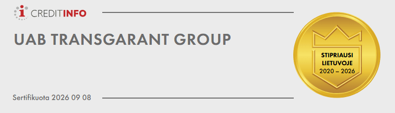 Distinction Creditinfo « Les plus solides de Lituanie 2020–2026 » – UAB « TRANSGARANT GROUP »