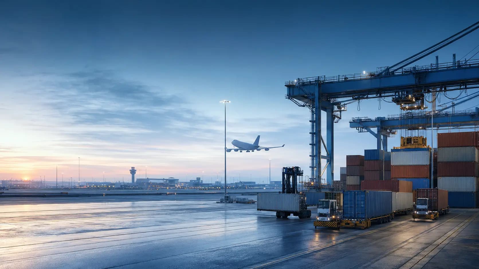 Conteneurs de fret et transport dans un terminal maritime